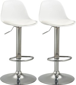 HOMCOM 2db Bárszék Szett, Kárpitozott Bárszékek Acél Kerettel, Háttámlával, Magasságban Állítható Konyhai Székek Lábpihentővel, 360°-ban Forgó Pultszé