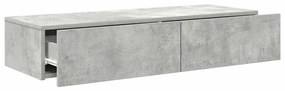 Falipolc fiókokkal betonszürke 100x36x19 cm műszaki fa