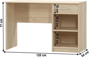 Íróasztal 1S, sonoma tölgyfa, TEYO