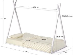 Fehér bükkfa házikó alakú gyerekágy ágyráccsal 90x190 cm Maralis – Kave Home