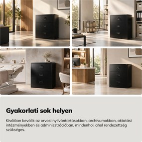 Fém kartotékszekrény, fekete, 900x1020x600 mm: SARA XL V3