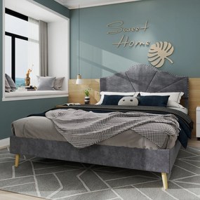 Kárpitozott ágy Franciaágy Gyerekágy 160x200 cm szürke