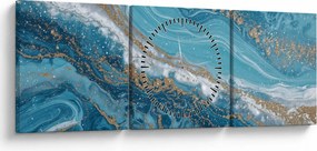 Kép - Világoskék márvány arannyal I. (órával) (90x30 cm)