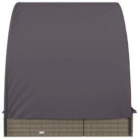 2 személyes szürke polyrattan napágy kerek tetővel 211x112x140