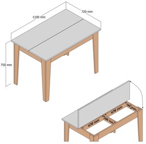 Étkezőasztal  (4 fő részére)  Kika (dió + fekete). 1073317