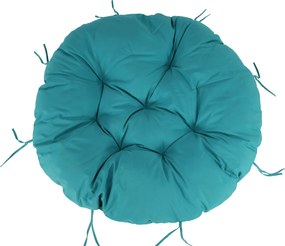 Forgó fotel párnával, fehér/petróleumkék, TRISS BIG