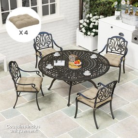 Outsunny 4 darabos kerti székpárna szett, tűzött kültéri párnák, 10 cm vastag töltés, méret: 48W x 48D cm, Khaki | Aosom
