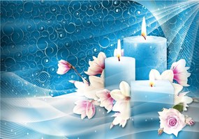 Fotótapéta Gyertyák Rózsa Kék vinil finom háttér 416x254 +ragasztó