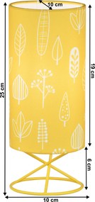 Asztali lámpa, fém/sárga textil lámpaernyő, AVAM