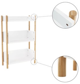 3 polcos állvány, természetes bambusz/fehér, BALTIKA TYP 2