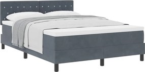 vidaXL Boxrugós ágy matracmal Sötétszürke 140 x 190 cm Bársony