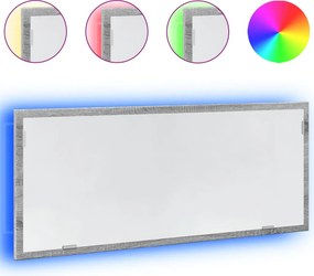 vidaXL szürke sonoma szerelt fa LED-es fürdőszobatükör 100x8,5x37 cm