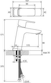 Ravak X070150 - Mosdócsaptelep FREE 17,2 cm fekete