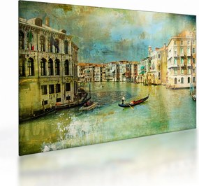 Kép - velencei csatorna és gondolák (üvegen) (70x50 cm)