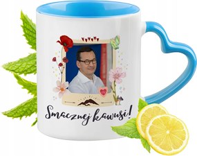 Mateusz Morawiecki Kék bögre szív alakú füllel Ajándék