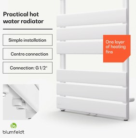 Blumfeldt Fairmont, 50 x 107, radiátor, 509 W, meleg víz, 4 törölközőtartó, 1/2"