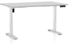 OfficeTech B állítható magasságú asztal, 120 x 80 cm, fehér alap, világosszürke