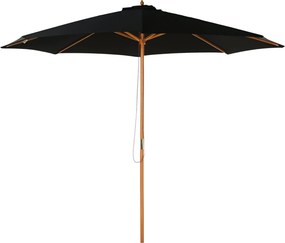 Outsunny Napernyő Ø 300 cm, UV védelemmel ellátott napernyő, fa anyagú erkélyernyő, stabil piaci napernyő, napvédelem strandra, teraszra és kertbe, Fe