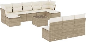 vidaXL 11 részes bézs polyrattan kerti ülőgarnitúra párnákkal