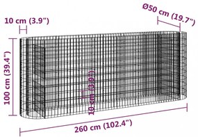 horganyzott vas gabion magaságyás 260x50x100 cm