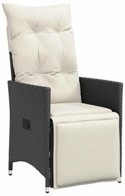 9 részes fekete polyrattan kerti étkezőgarnitúra párnákkal