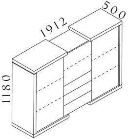 Lineart közepes szekrény 191,2 x 50 x 118 cm, sötét szil / antracit