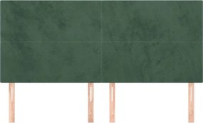 sötétzöld bársony fejtámla 200 x 5 x 118/128 cm