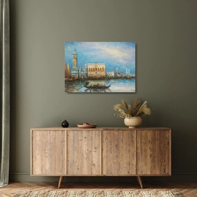 Kép - gondola Velencén áthaladva, olajfestmény (üvegen) (70x50 cm)