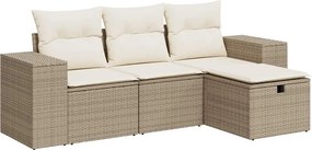 vidaXL 4 részes bézs polyrattan kerti ülőgarnitúra párnákkal