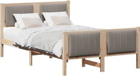 vidaXL Ágykeret fejtámlával Barna és taupe 120 x 200 cm Tömör fenyőfa