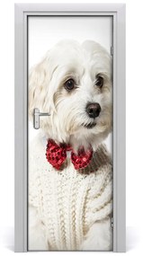 Poszter tapéta ajtóra kutya fegyverrel 85x205 cm