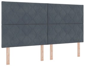 Boxspring Ágy Matrac Kép sötétszürke 180x200 cm bársony