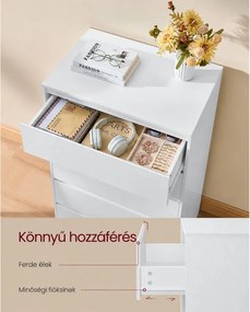 KAILYN kollekció - Modern komód, hófehér fiókos szekrény 5 fiókkal, 40 x 60 x 97,4 cm
