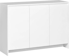 HOMCOM Modern Konyhai Oldalszekrény 3 Ajtóval, Magasságban Állítható Polcokkal és Lágy Zárással, 120x35x85 cm Fehér | Aosom