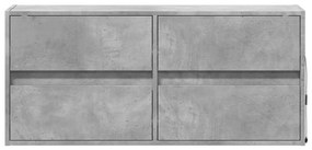 betonszürke falra szerelhető TV-szekrény LED-del 100x31x45 cm