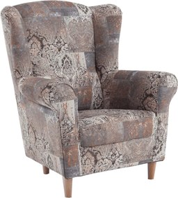 Füles fotel, szövet vintage barna, CHARLOT