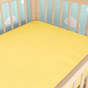 Goldea gyermek pamut lepedő kiságyba - sárga 60 x 120 cm
