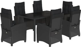 vidaXL 7 részes fekete polyrattan kerti étkezőgarnitúra párnával
