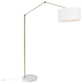 Modern állólámpa arany színű, fehér árnyékolóval, 50 cm állítható - Editor