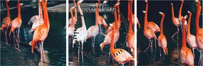 Flamingók csordája (órával) (90x30 cm)