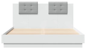 fehér szerelt fa ágykeret fejtámlával 140 x 200 cm