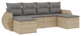 vidaXL 6 részes bézs polyrattan kerti ülőgarnitúra párnával