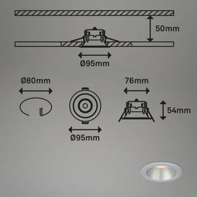 Briloner 7041-034-KÉSZLET 3x LED Fürdőszobai beépíthető lámpa LED/4,9W/230V ezüst