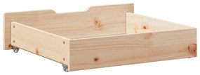 2 db tömör fenyőfa ágy alatti fiók kerekekkel 75 x 55 x 16 cm