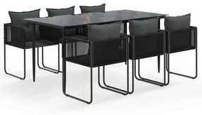 vidaXL 7 részes fekete kerti étkezőgarnitúra