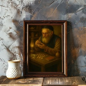 Vászonkép Zsidó Portré Pénzzel Zsidó A Boldogsághoz . 70x50cm