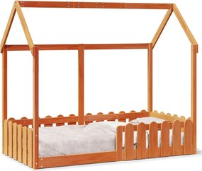 vidaXL viaszbarna tömör fenyőfa házikó gyerekágykeret 80 x 160 cm