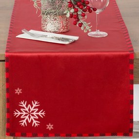 Rudolf bársonyos felszínű karácsonyi asztali futó Piros 40x140 cm