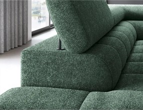 Zöld buklé kinyitható-tárolóhelyes sarokkanapé (bal oldali-L alakú) Ferucce – ELTAP