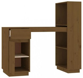mézbarna tömör fenyőfa íróasztal 110x53x117 cm